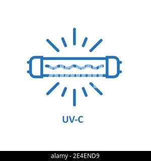 Icône de stérilisation à la lumière UV, ampoule à quartz UV-c pour la désinfection, panneau d'information sur la lampe à ultraviolet, vecteur Illustration de Vecteur