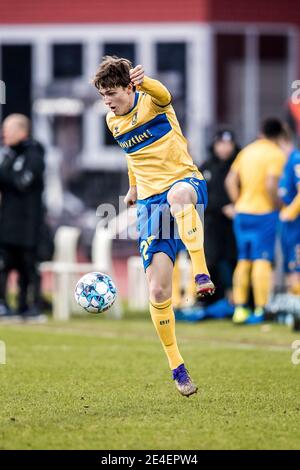 Aarhus, Danemark. 23 janvier 2021. Peter Bhur (29) de Broendby SI vu pendant un match d'essai entre Aarhus GF et Broendby IF au parc Ceres à Aarhus. (Crédit photo : Gonzales photo/Alamy Live News Banque D'Images