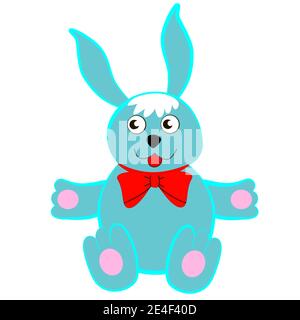 Adorable lapin de dessin animé avec noeud papillon isolé sur fond blanc. Illustration de Vecteur