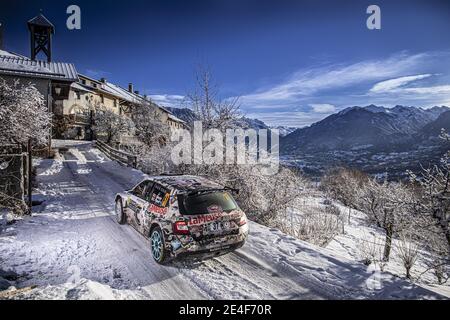 37 Cédric CHERAIN (bel), Stephane PRÍ&#x89;VOT (bel), SKODA Fabia, RC2 VAR2, action pendant le Championnat du monde de voitures de rallye WRC 2021, rallye Monte Carlo du 20 au 24 janvier 2021 à Monaco - photo François Flamand / DPPI / LiveMedia Banque D'Images