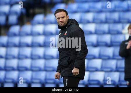 Birkenhead, Royaume-Uni. 23 janvier 2021. Ian Evatt, responsable de Bolton Wanderers, s'intéresse à lui. EFL Skybet football League Two Match, Tranmere Rovers et Bolton Wanderers au Prenton Park, Birkenhead, Wirral le samedi 23 janvier 2021. Cette image ne peut être utilisée qu'à des fins éditoriales. Utilisation éditoriale uniquement, licence requise pour une utilisation commerciale. Aucune utilisation dans les Paris, les jeux ou les publications d'un seul club/ligue/joueur.pic par Chris Stading/Andrew Orchard sports Photography/Alamy Live News crédit: Andrew Orchard sports Photography/Alamy Live News Banque D'Images