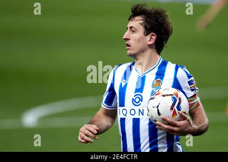 Saint-Sébastien, Espagne. 23 janvier 2021. Mikel Oyarzabal de Real Sociedad CF pendant le match de la Liga entre Real Sociedad CF et Real Betis Balompie joué à Reale Arena. Crédit : ion Alcoba/Capturasport/Alay Live News Banque D'Images