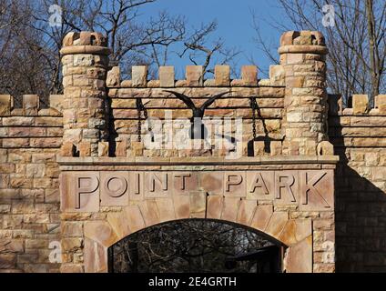 Corps d'ingénieurs (ressemblance avec un château) à l'entrée de point Park National Lookout Mountain, TN. Banque D'Images