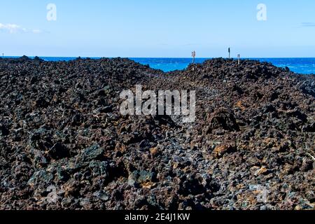 Rugged Lava Shoreline le long de l'Ala Kahakai Trail, Hawaii, États-Unis Banque D'Images