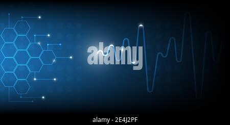 Résumé technologie de fond bleu.lumière luminante numérique hexadons concept.Illustration vectorielle.Eps10 Illustration de Vecteur