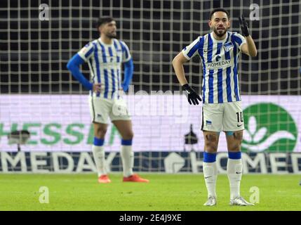 Berlin, Allemagne. 23 janvier 2021. Football: Bundesliga, Hertha BSC - Werder Bremen, Matchday 18 à Olympiastadion. Mateus Cunha de Hertha se plaint. Credit: Soeren Stache/dpa-Zentralbild/POOL/dpa/Alay Live News Banque D'Images