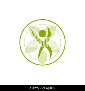 Beau vert soins de santé homme humain icône vecteur logo conception. Illustration de Vecteur
