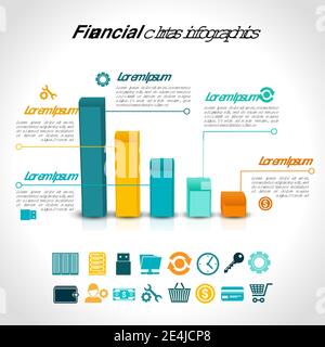 Infographie sur les graphiques financiers avec éléments de coopération commerciale en matière de sécurité financière illustration vectorielle Illustration de Vecteur