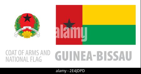 Ensemble vectoriel du blason et du drapeau national De Guinée-Bissau Illustration de Vecteur