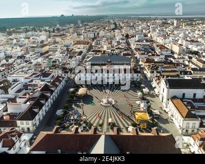 Vue aérienne de Vila Real de Santo Antonio, Algarve, Portugal Banque D'Images