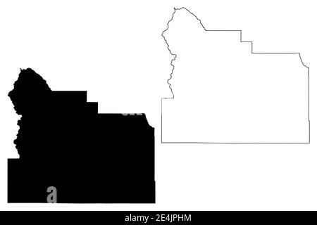 Comté de Yakima, État de Washington (comté des États-Unis, États-Unis d'Amérique, États-Unis, États-Unis, États-Unis) carte illustration vectorielle, croquis griffés carte de Yakima Illustration de Vecteur