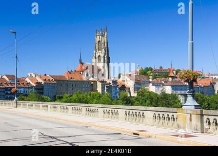 Cathédrale Saint-Nicolas, Fribourg, Suisse Banque D'Images