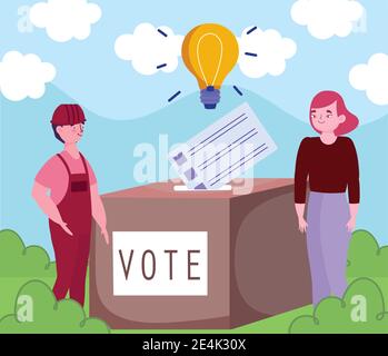 illustration vectorielle de la participation d'une femme et d'une travailleuse au vote Illustration de Vecteur