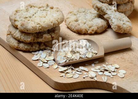 Biscuits aux flocons d'avoine, flocons d'avoine, biscuits aux flocons d'avoine, biscuits aux flocons d'avoine Banque D'Images