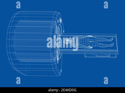 Patiente allongée sur un scanner CT ou IRM. Vecteur Illustration de Vecteur