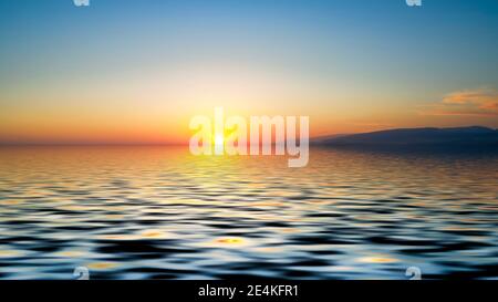 La vue de la hauteur au-dessus de la mer avec coucher de soleil colorés . Banque D'Images