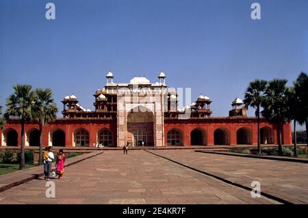 L'Uttar Pradesh Inde Agra Sikandra Mausolée Akbar Banque D'Images