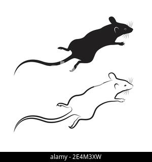 Vecteur de dessin de rat sur fond blanc. Animal mammifère. Illustration vectorielle superposée facile à modifier. Illustration de Vecteur