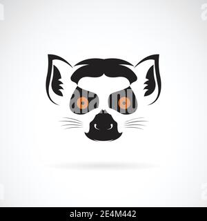 Vecteur de la tête de lémuriens à queue annulaire sur fond blanc. Animaux sauvages. Illustration vectorielle superposée facile à modifier. Illustration de Vecteur