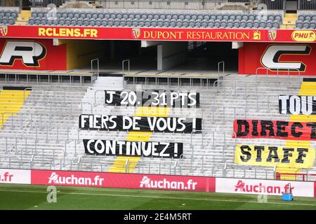 Ambiance supporters lors du championnat français Ligue 1 match de football entre RC Lens et OGC Nice le 23 janvier 2021 à / LM Banque D'Images