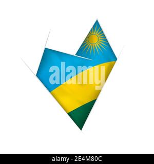A esquissé le cœur avec le drapeau du Rwanda Illustration de Vecteur