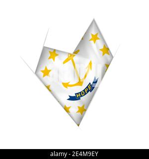 Coeur en forme de croque esquissé avec drapeau de Rhode Island Illustration de Vecteur