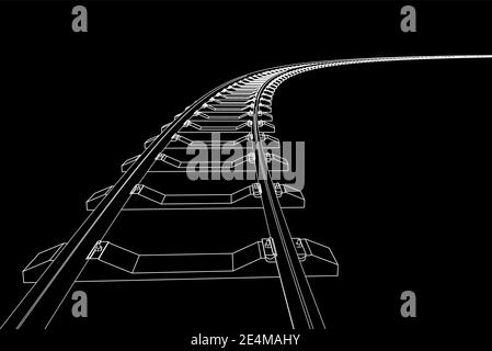 Le chemin de fer va de l'avant. illustration vectorielle 3d sur fond noir. Illustration de Vecteur