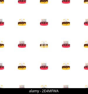 Arrière-plan à motif sans couture avec gâteau, bougies. Élément de conception pour l'invitation à la fête, félicitations. Illustration vectorielle EPS10 Illustration de Vecteur