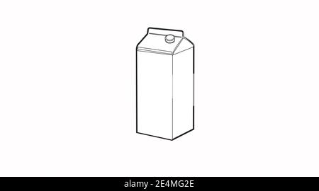 Vector Isolayé Noir et blanc Illustration d'un lait ou Boîte à jus Illustration de Vecteur