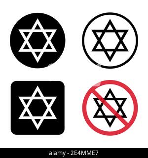 David star Icon, israël symbole de la religion judaïsme. Symbole HEXAGRAM jérusalem. Joint plat biblique . Illustration de Vecteur