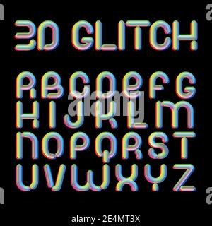 police effet brillant 3d. Lettres latines de A à Z. Trending 2021 typerface design. Pour les événements musicaux, les bannières, les prospectus et les couvertures. Illustration de Vecteur