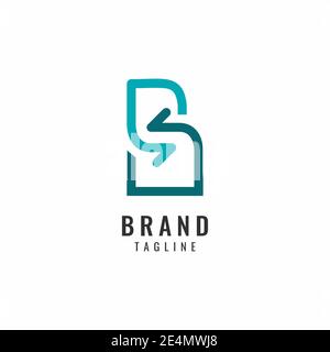 MODÈLE VECTORIEL DE LOGO EN FORME DE BOUCLE DE FLÈCHE DE LETTRE B ADAPTÉ À LA TECHNOLOGIE SOCIÉTÉ Illustration de Vecteur