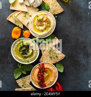 Panneau hummus avec pita Banque D'Images