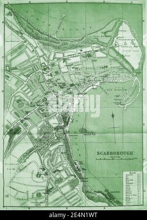 Une carte de 1890 rues de Scarborough, North Yorkshire, Royaume-Uni. Banque D'Images