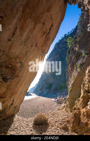 Incroyable plage de Kalogeros près d'Agia Roumeli, Chania, Crète, Grèce. Banque D'Images