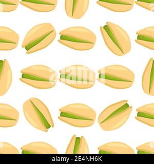 Illustration sur le thème grand modèle types identiques pistachio, noix de taille égale. Motif pistache composé de noix fraîches pour un imprimé coloré sur papier peint. Illustration de Vecteur