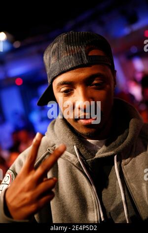 La chanteuse de rap française Soprano participe à l'enregistrement d'une émission de radio à Paris, France, le 22 janvier 2008. Photo de Greg Soussan/ABACAPRESS.COM Banque D'Images