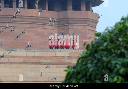 Atmosphère au palais présidentiel de Rashtrapati Bhavan, à New Delhi, le deuxième jour de la visite d'État de Sarkozy en Inde, le 26 janvier 2008. Photo de Christophe Guibbbaud/ABACAPRESS.COM Banque D'Images