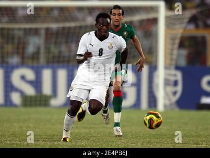 Michael Essien du Ghana en action pendant le match de football de la coupe africaine des nations, Ghana contre Maroc à Accra, Ghana, le 28 janvier 2008. Le Ghana a gagné le match 2-0. Photo de Steeve McMay/Cameleon/ABACAPRESS.COM Banque D'Images