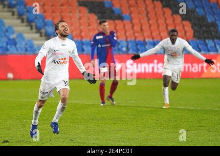 Bâle, Suisse. 23 janvier 2021. 23.01.2021, Bâle, St. Jakob-Park, Soccer Super League: FC Basel 1893 - FC Zurich, # 10 Antonio Marchesano (Zurich) célébration du but après le 1: 4 pour FC Zurich crédit: SPP Sport presse photo. /Alamy Live News Banque D'Images