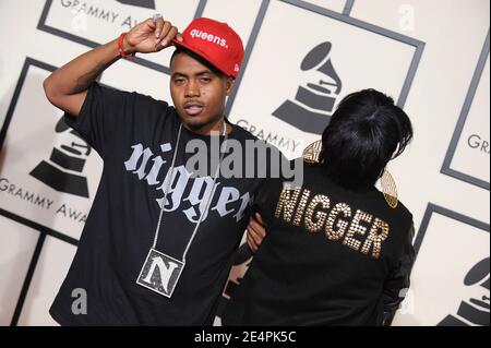 NAS et Keis assistent aux 50 Grammy Awards annuels, qui se tiennent au Staples Center de Los Angeles, Californie, États-Unis, le 10 février 2008. Photo de Lionel Hahn/ABACAPRESS.COM Banque D'Images