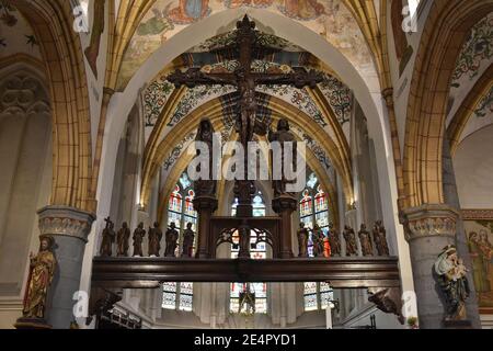 Meester van Elsloo (1520-30) Christus Salvator en appostelbalk Sint-Lambertuskerk (Neeroeteren) 8-09-2019. Banque D'Images