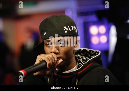 EXCLUSIF - Soulja Boy participe à la mise en bande d'une émission de radio à Paris, France, le 11 mars 2008. Photo de Greg Soussan/ABACAPRESS.COM Banque D'Images