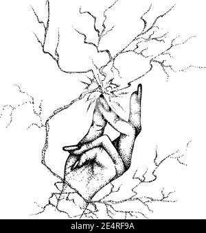 Doigts à griffes femelles. Illustration vectorielle dessinée à la main. Dessin monochrome isolé sur fond blanc Illustration de Vecteur