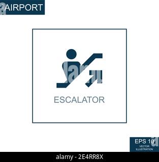 Icône abstraite de l'escalier roulant de l'aéroport sur le thème de l'aéroport - illustration vectorielle Illustration de Vecteur