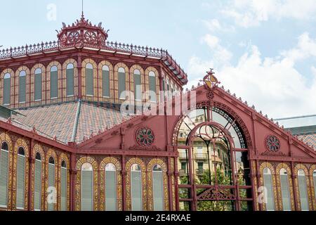 Espagne Barcelone Catalogne Catalunya Mercat de Sant Antoni marché historique Extérieur du bâtiment Antoni Rovira Trias architecture art nouveau fer structutur Banque D'Images