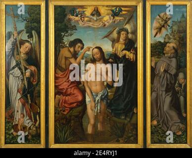 Maître de Francfort - Triptyque du Baptême du Christ Banque D'Images