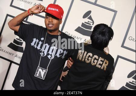 NAS et Keis assistent aux 50 Grammy Awards annuels organisés au Staples Center. Los Angeles, le 10 février 2008. (Photo : Keis, NAS). Photo de Lionel Hahn/ABACAPRESS.COM Banque D'Images