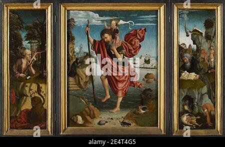 Maître de la légende de Marie-Madeleine - Triptych St Christopher. Banque D'Images