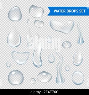 Les gouttes d'eau claire pure série réaliste illustration vectorielles Illustration de Vecteur